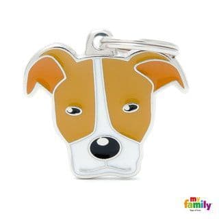 MyFamily Pit Bull Red And White Engraved Tag