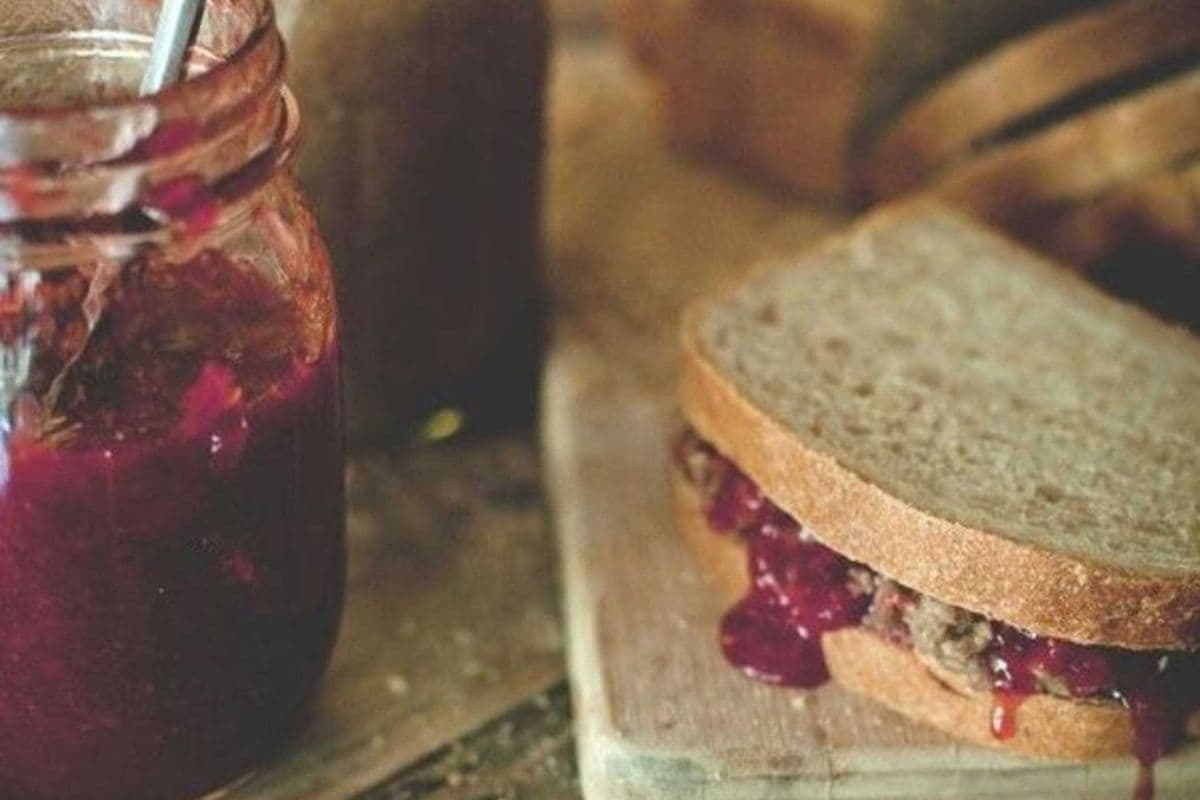 Butter and Strawberry Jam Sandwich