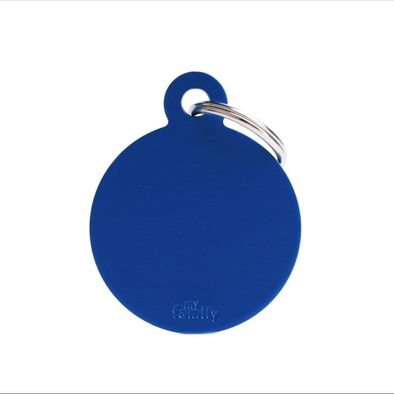 MyFamily Blue Round Aluminum Engraved Tag