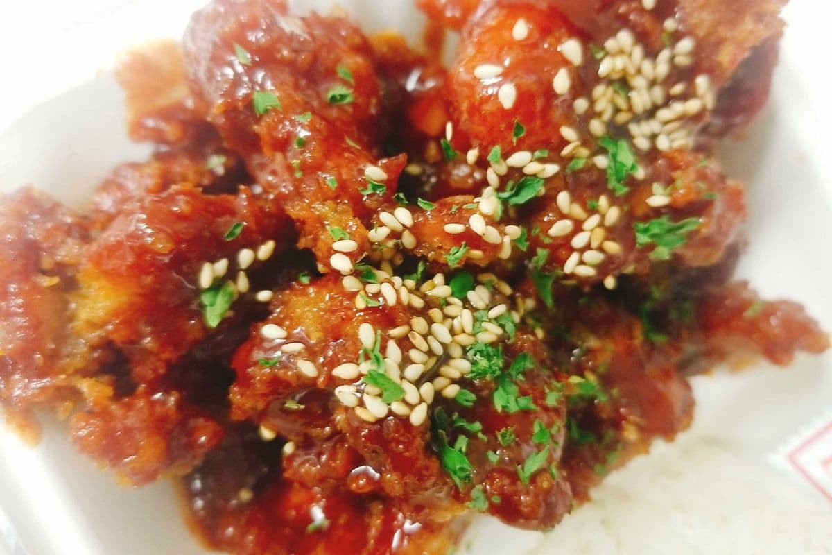 8. "Best Seller" Korean Spicy Chicken Rice Bowl (with K- Cabbage Salad)
