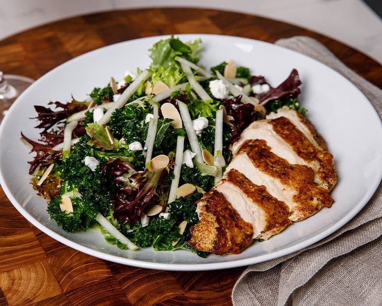 Goat Cheese + Apple Salad with Seared Chicken