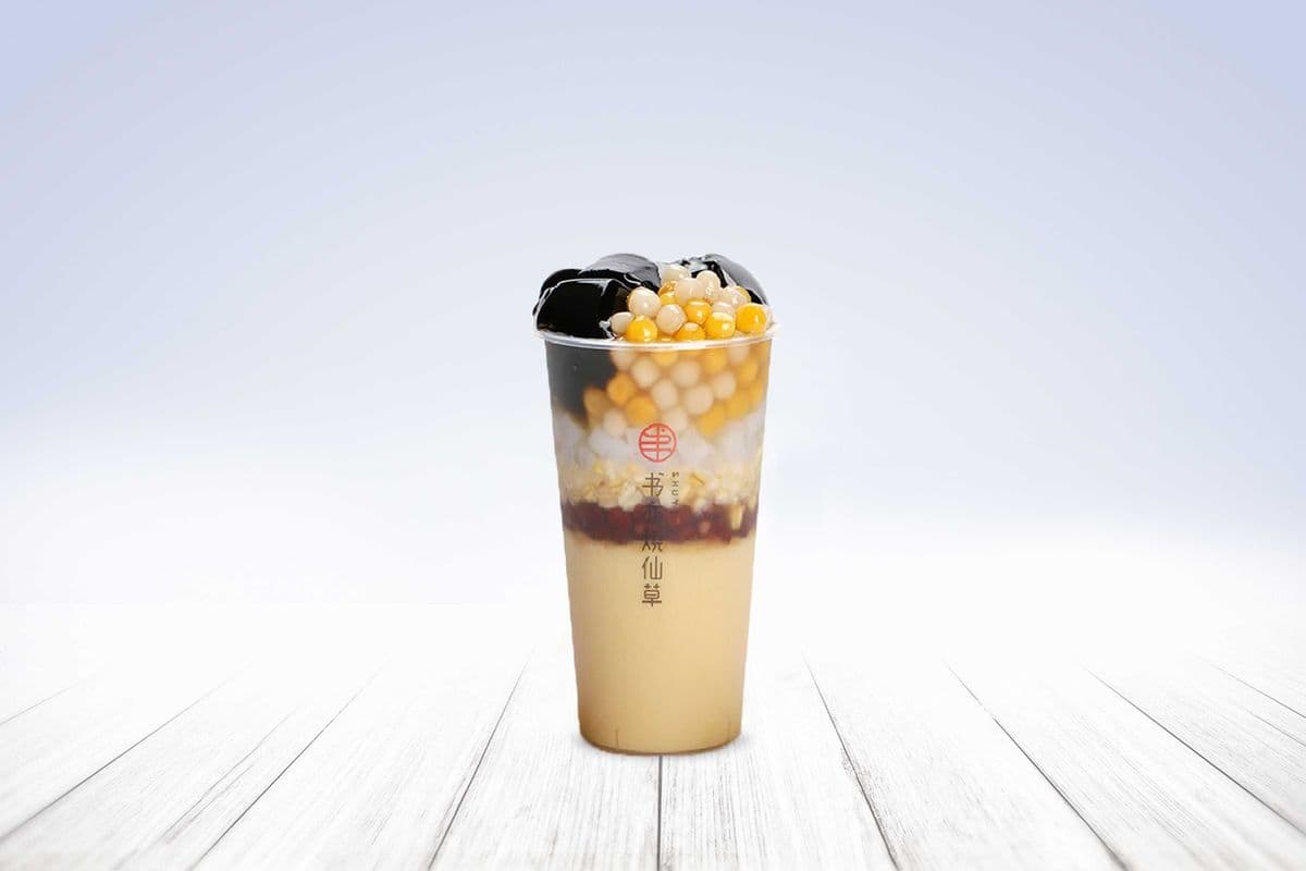 Taro Balls Grass Jelly Milk Tea 小芋圆烧仙草