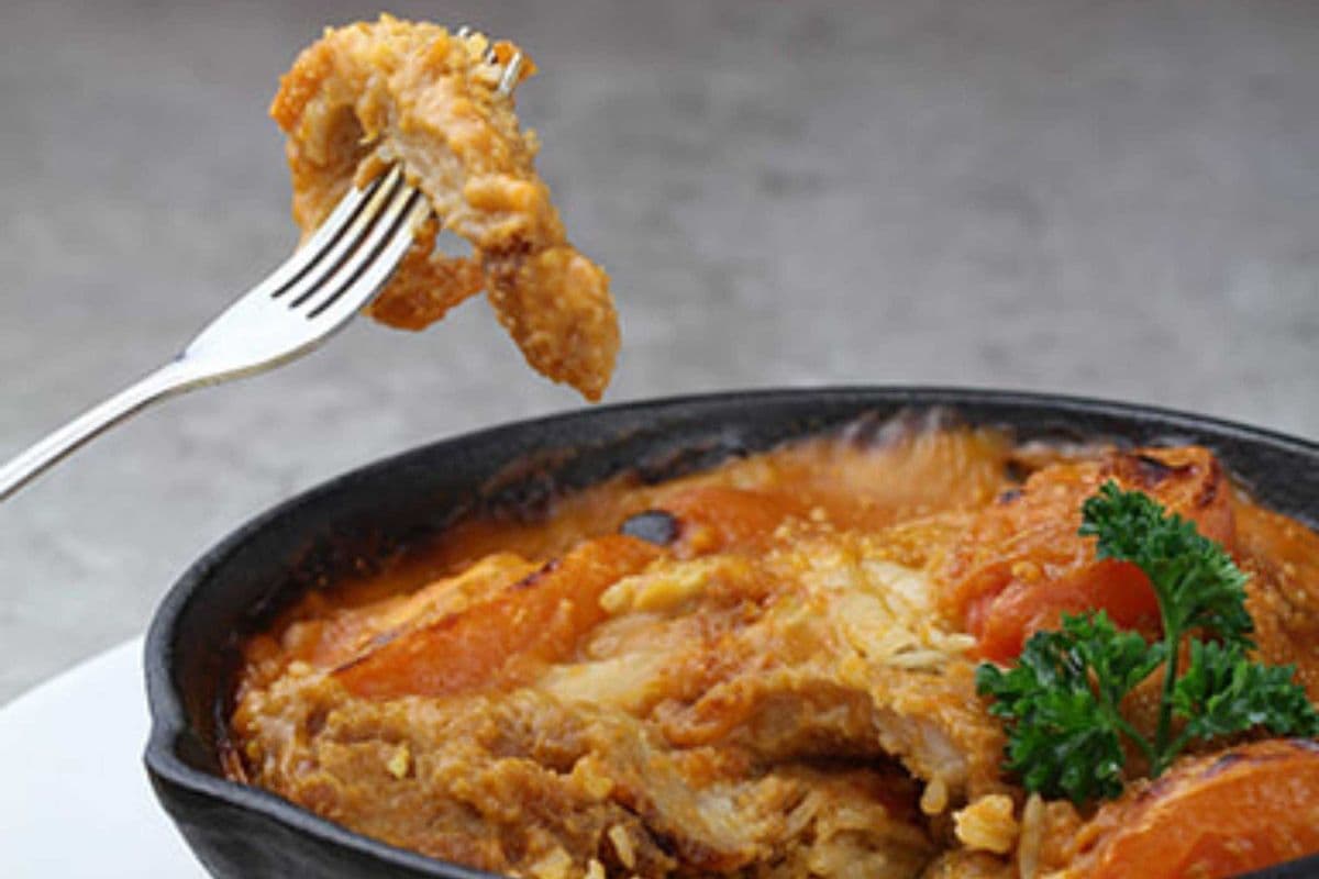 H11. Baked Pork Chop in Tomato Sauce with Fried Rice