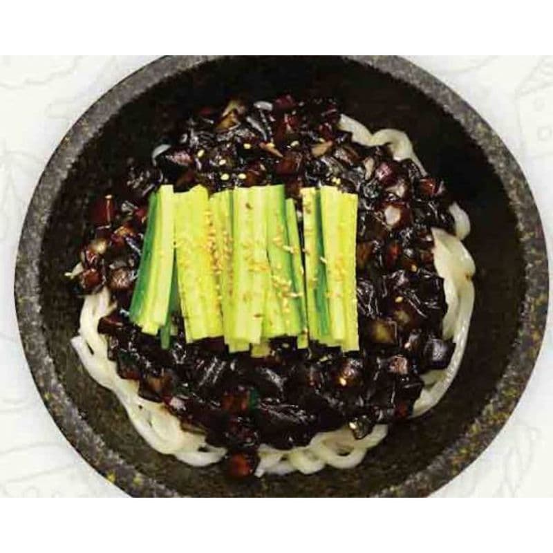 37. Black Bean Noodles with Beef and Vegetables in Hot Stone Pot