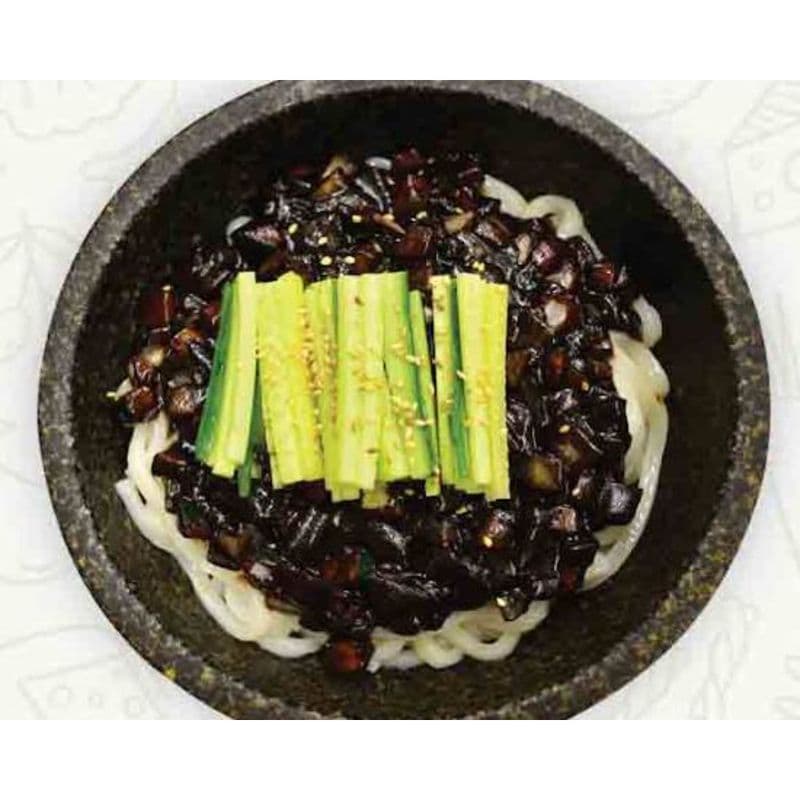 38. Black Bean Noodles with Pork and Vegetables in Hot Stone Pot