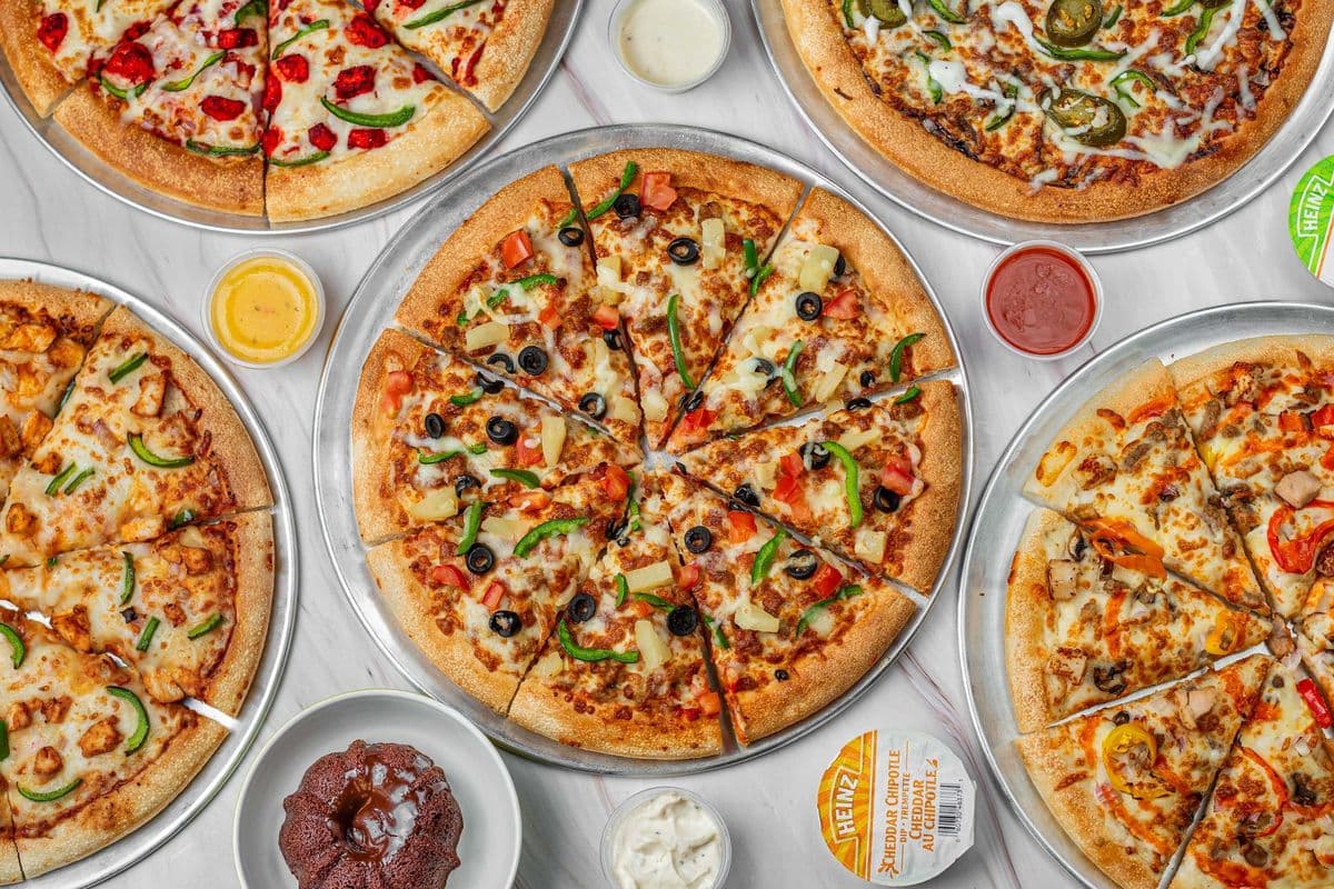 Two Medium Pizzas with Two Can Pop and Dip