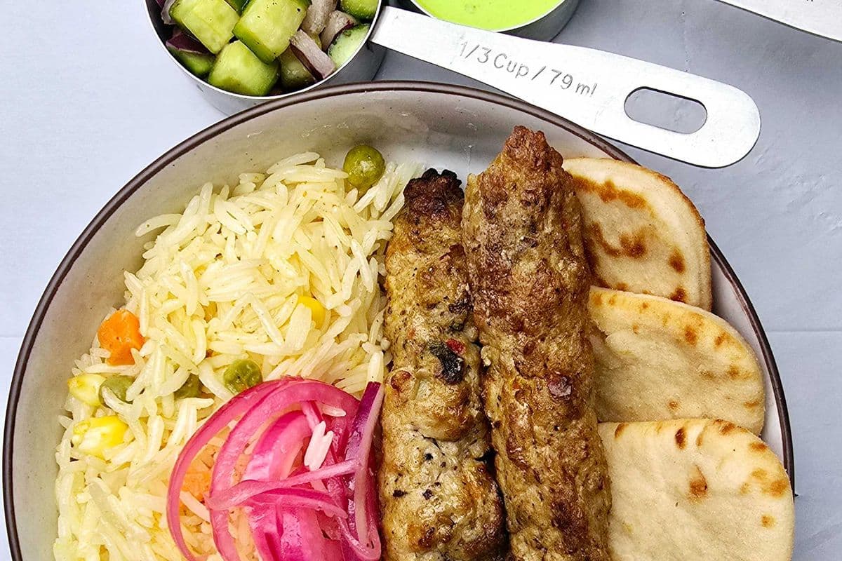 Seekh Kebab Rice Bowl With Mini Naan