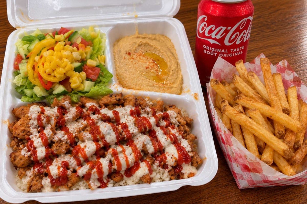 Meat Rice Platter + Side and Pop Combo
