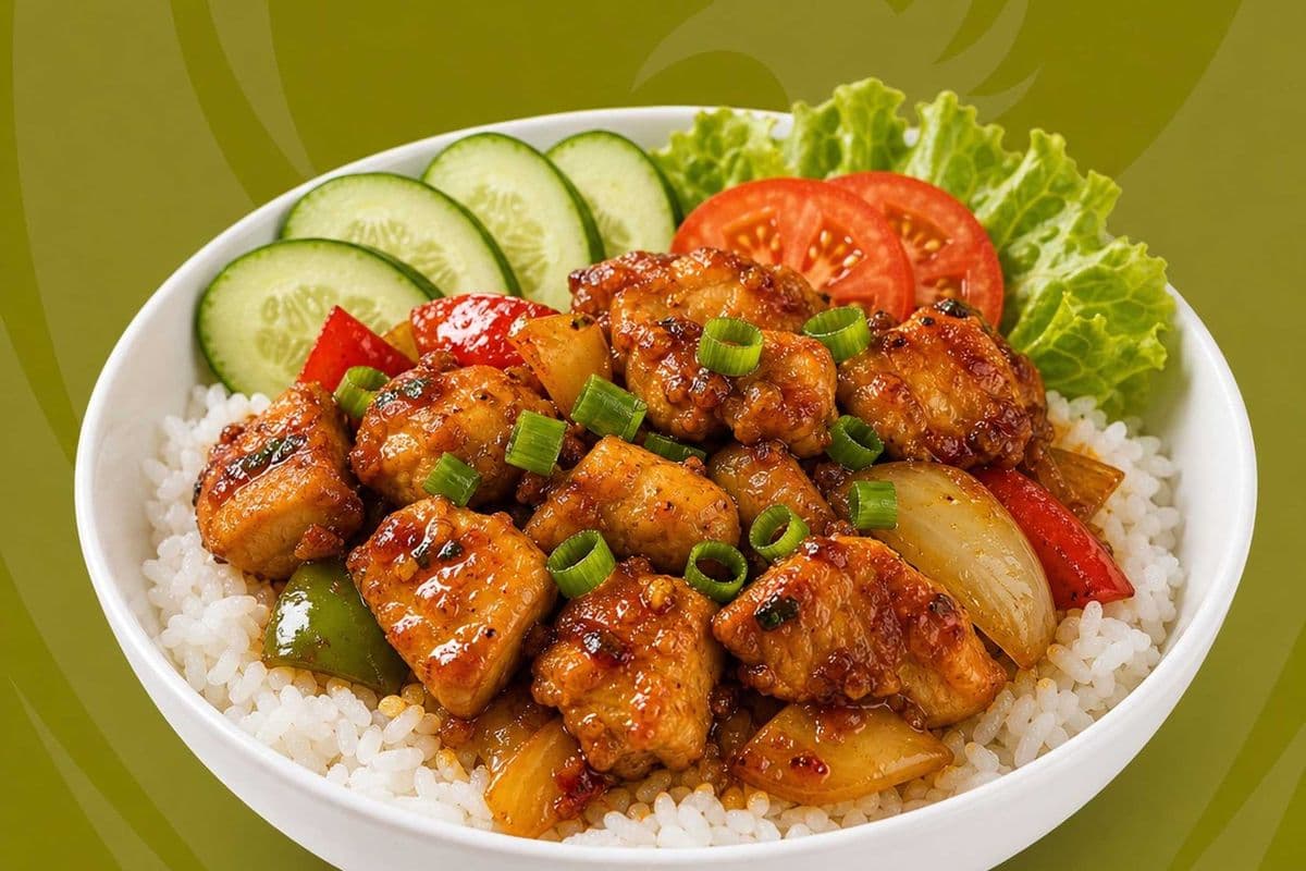 84. Stir-Fried Satay Chicken - Com Ga Xao Sate