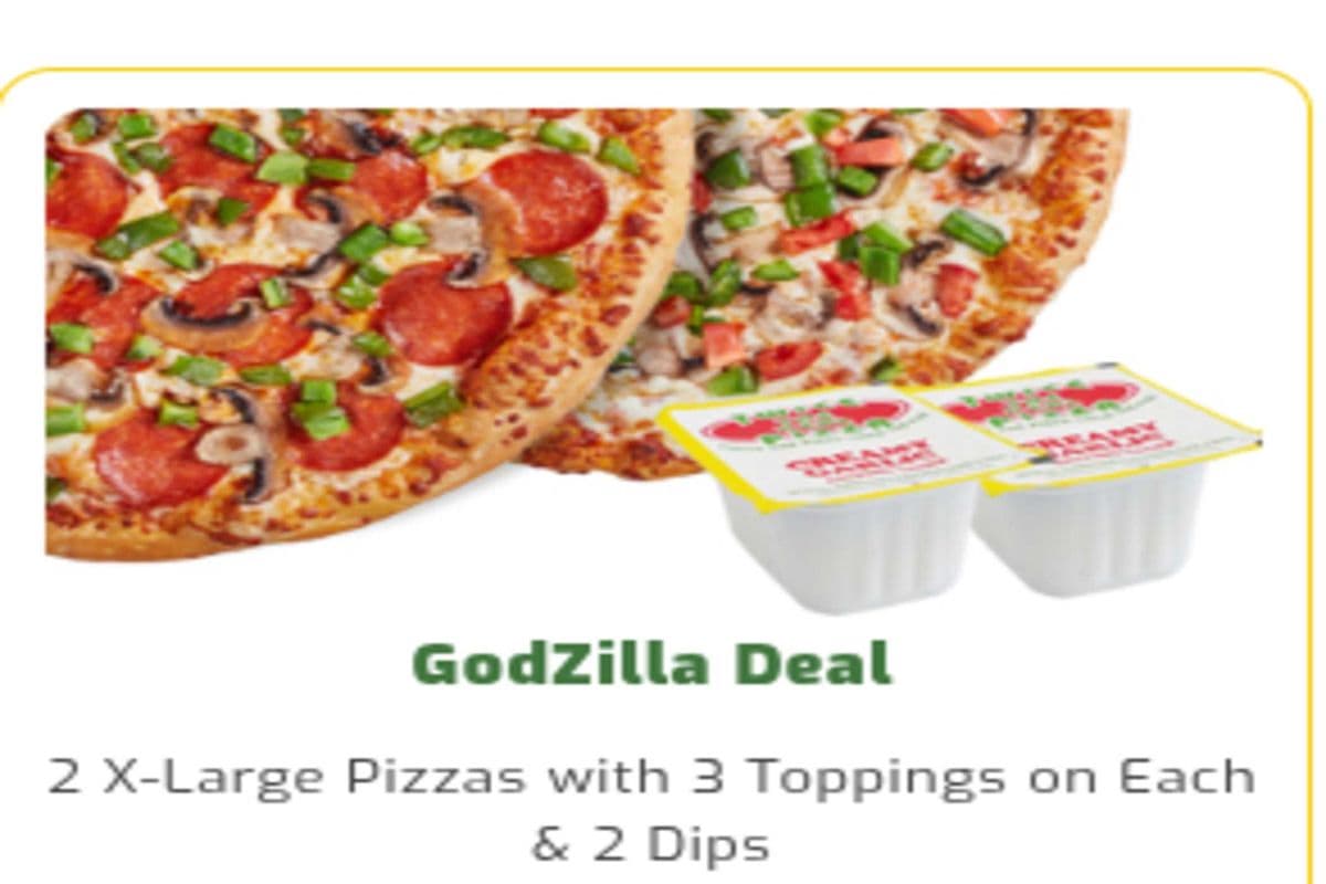 GodZilla Deal- 2XL pizzas (chicken count 2 toopings)