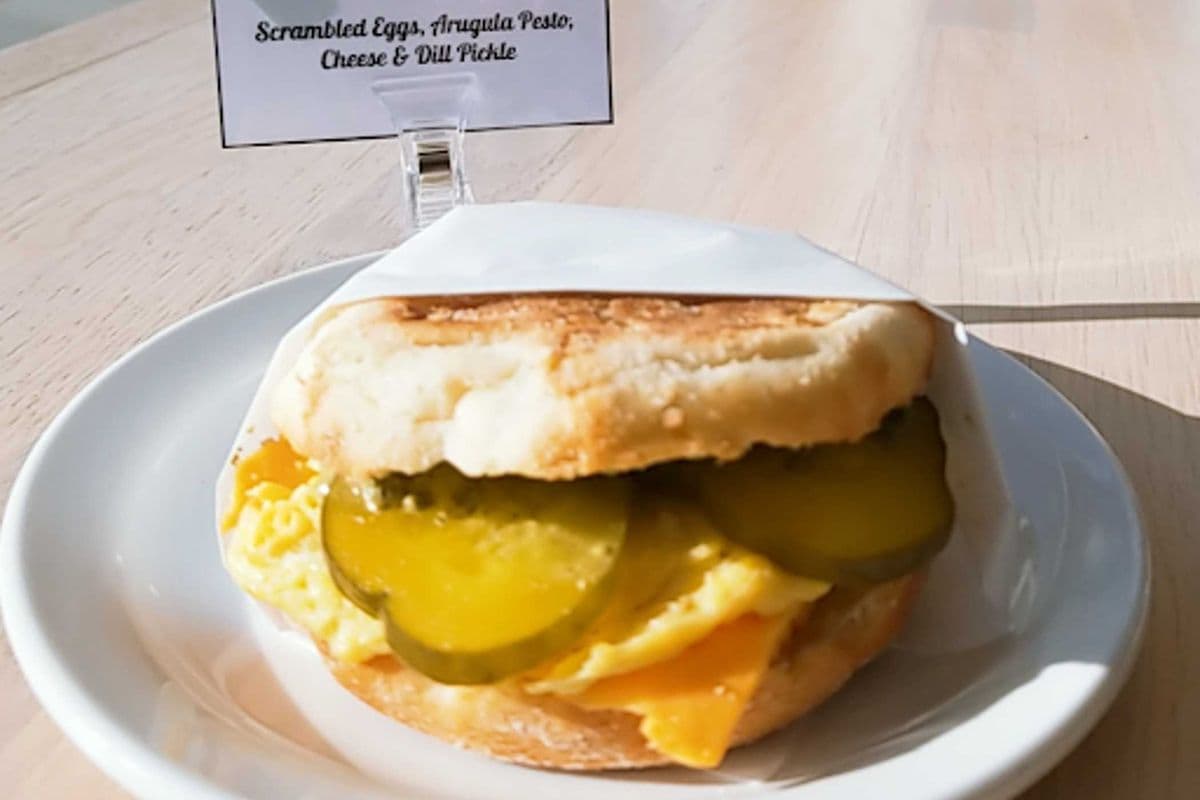 Pesto and Egg English Muffin