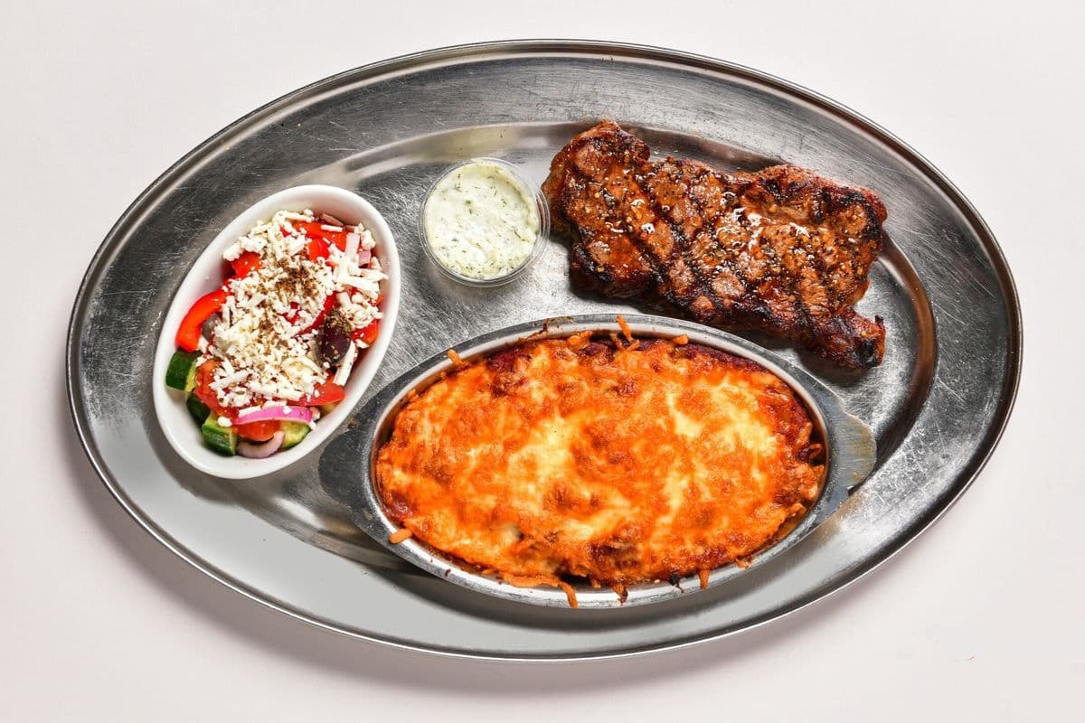 8 oz NY Steak and Baked Lasagna