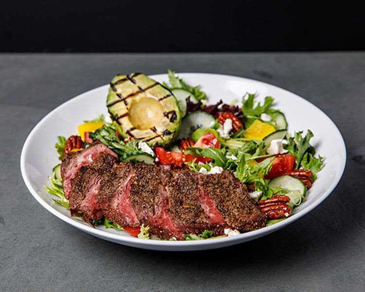 Market Avocado Greens with Flat Iron Steak