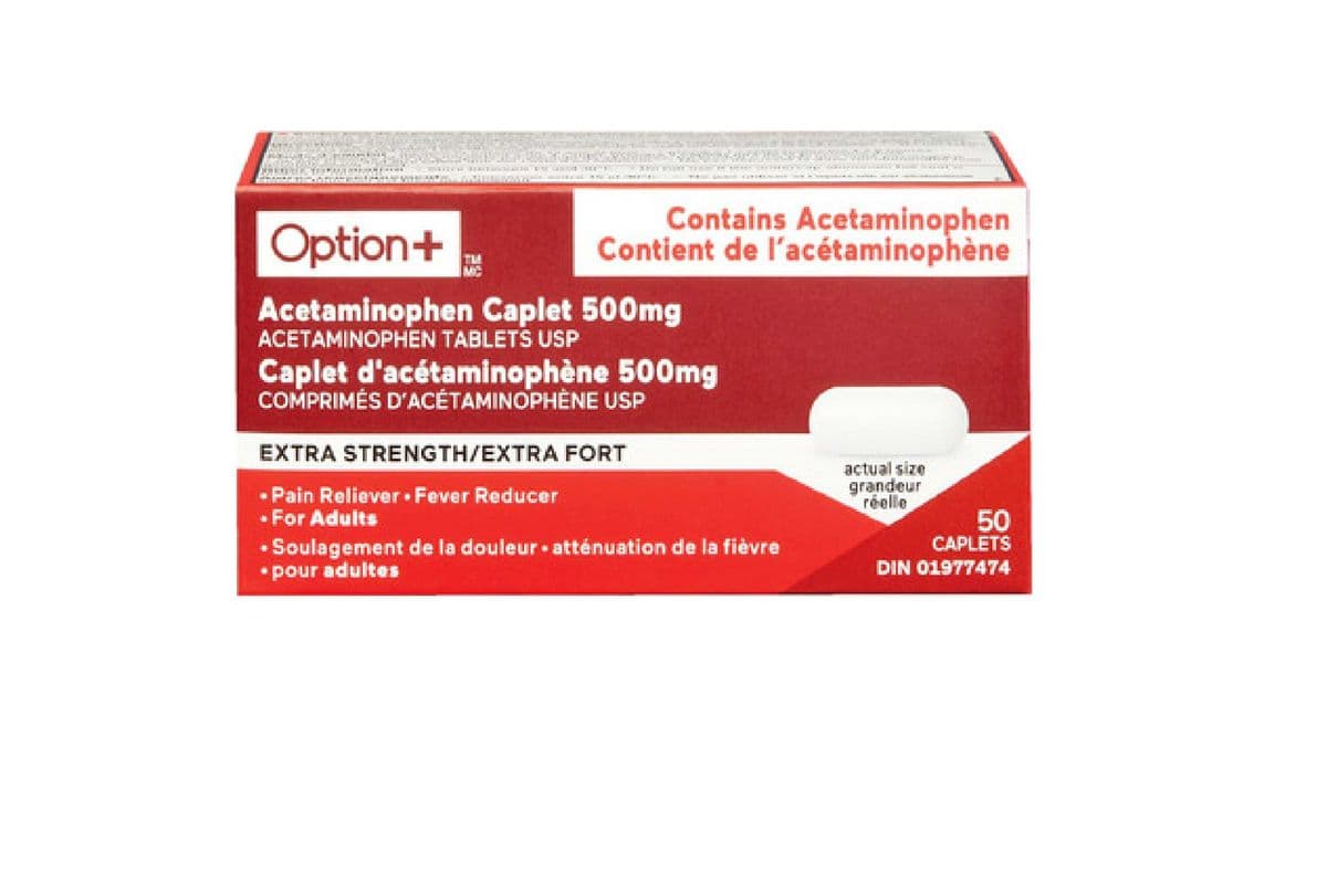 OPTION+ ACETAMINOPHEN 500MG CAPLETS 50 PACK (50 CAPLETS)
