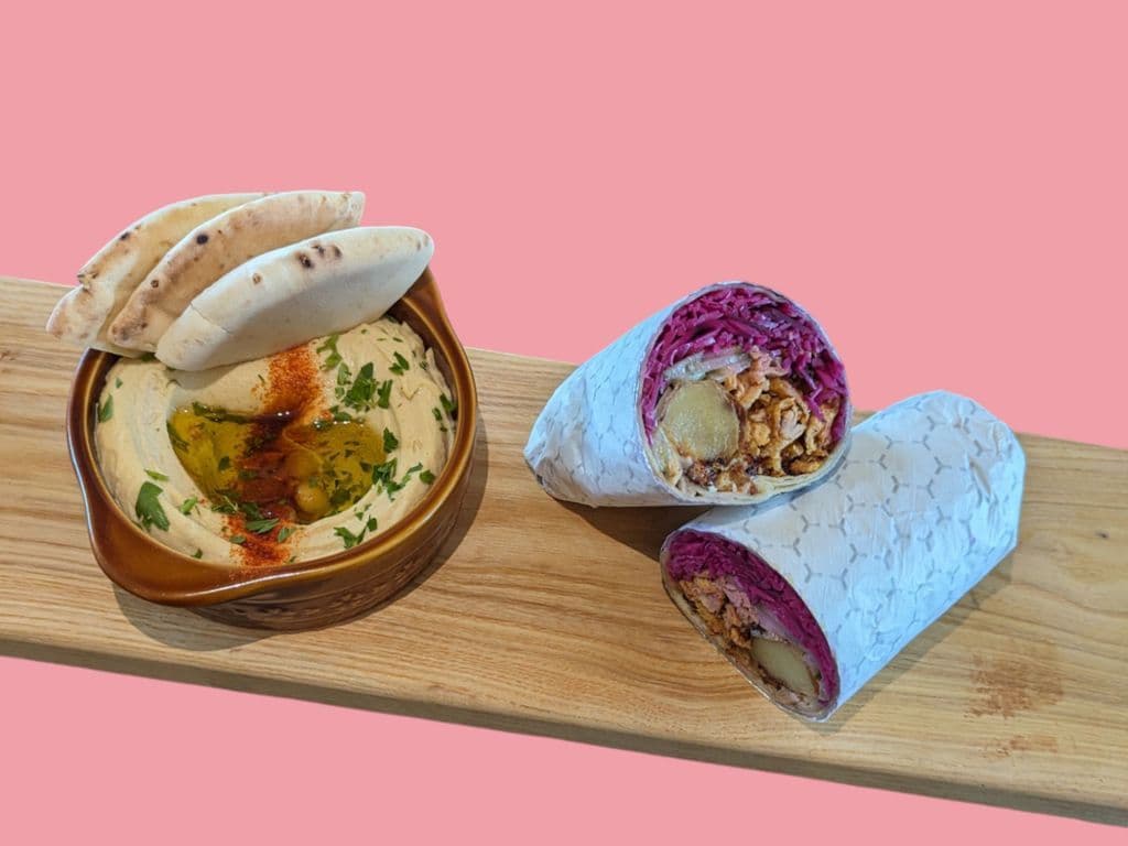 Shish Kabab Wrap + Hummus + Bread