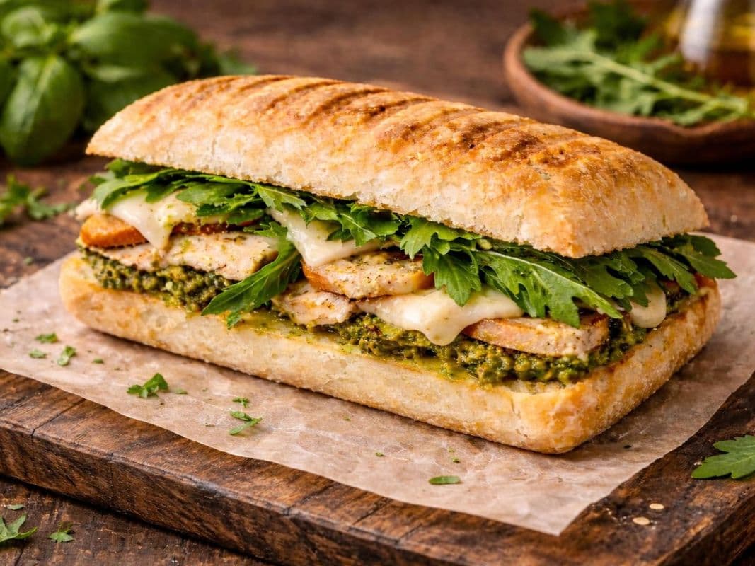 Vegan Chick'n Pesto Panini