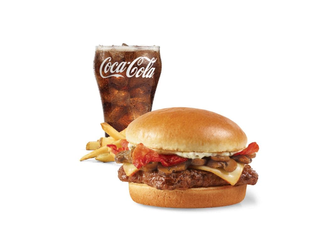 Garlic Mushroom Bacon Cheeseburger, Single Combo - Large