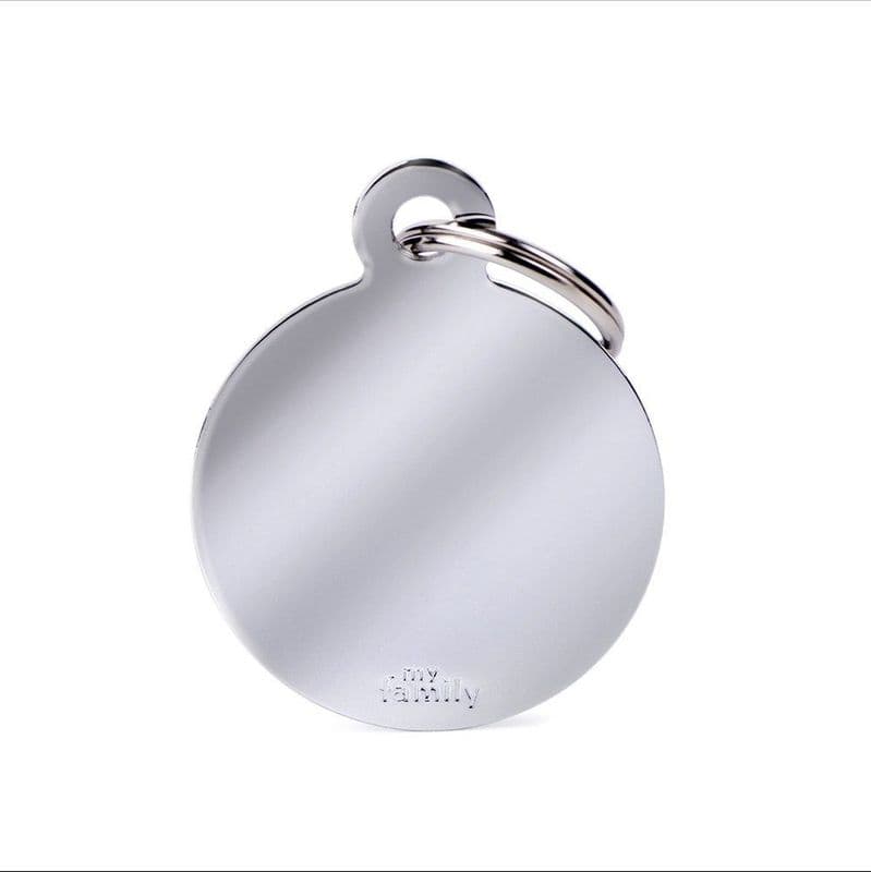 MyFamily Round Chromed Brass Engraved Tag