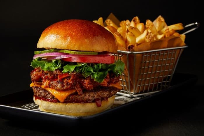 Honey BBQ Pulled Pork and Beef Burger