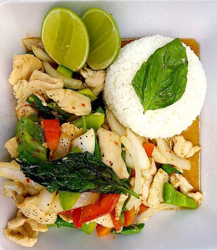 Basil Chicken with Rice