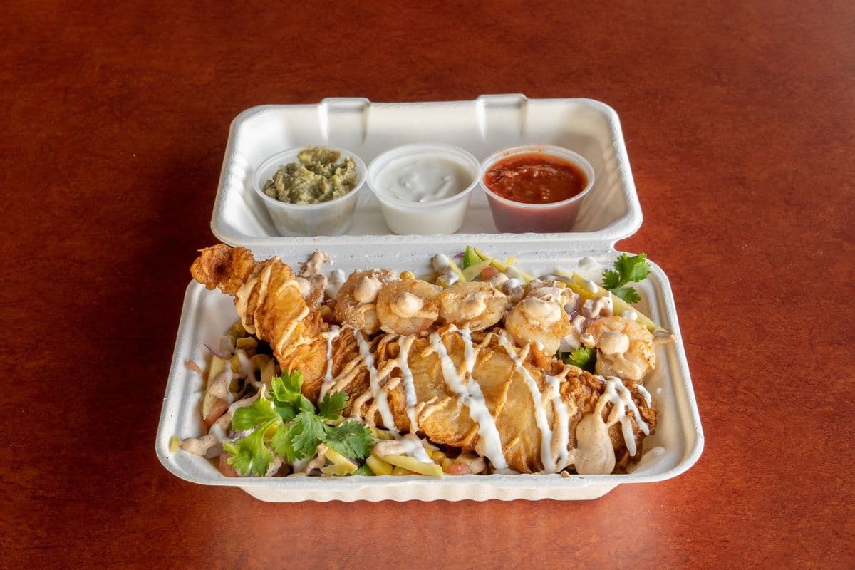 Halibut and Shrimp Burrito Bowl
