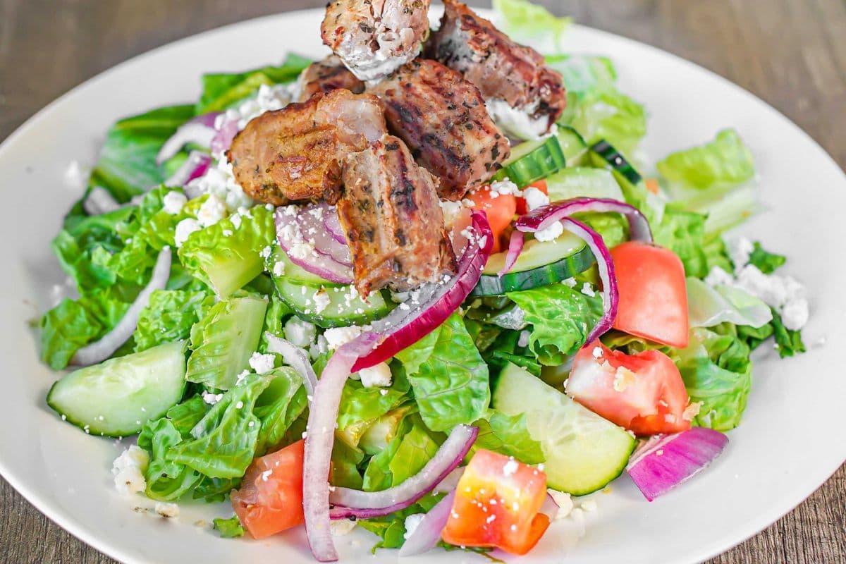 Chicken Souvlaki Greek Salad