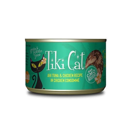 Tiki Cat Luau Ahi Tuna & Chicken Recipe in Chicken Consommé Wet Cat Food 6 oz