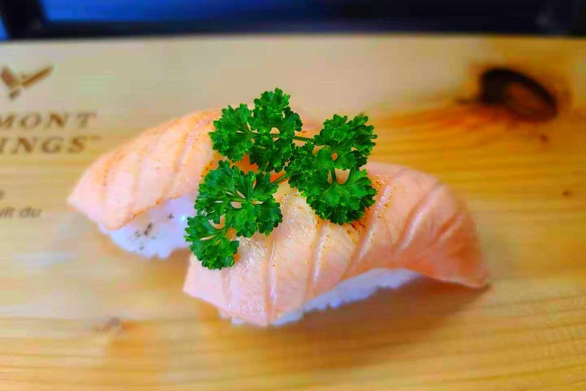 36. Roasted Salmon Nigiris (2 pcs)