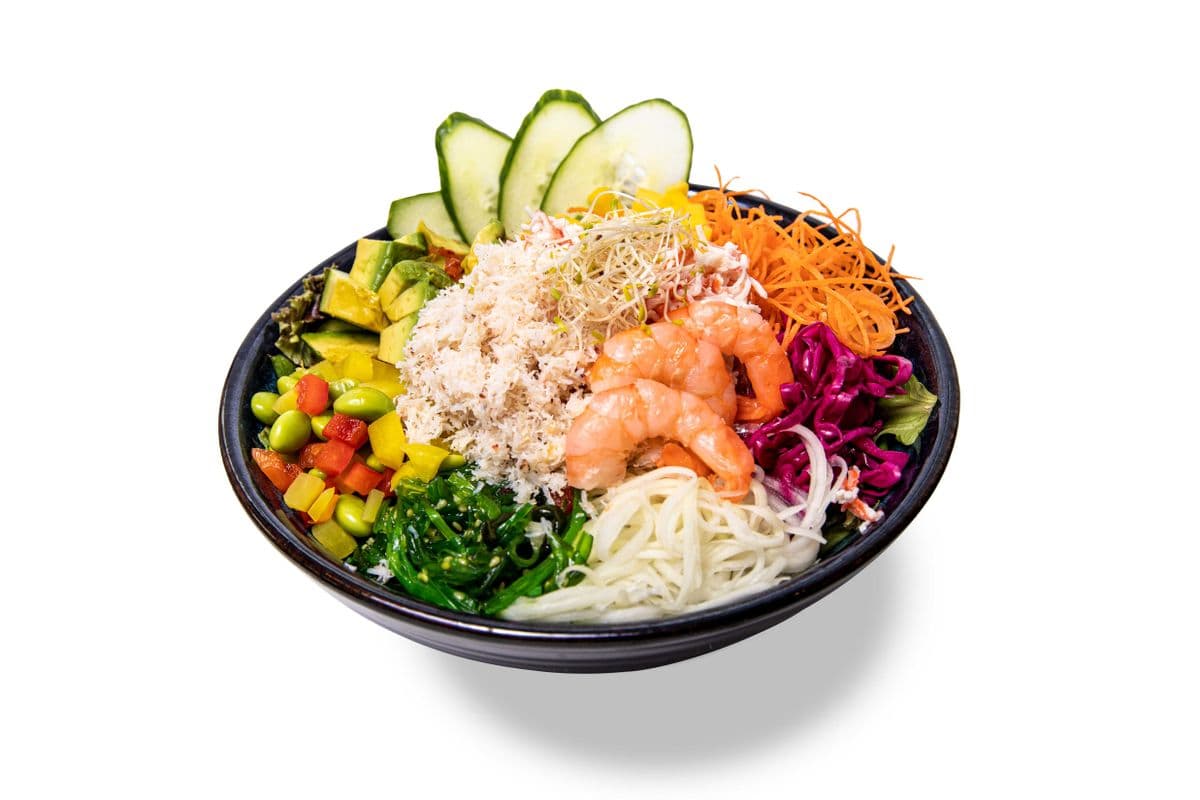 Crabe et crevette Poké bowl