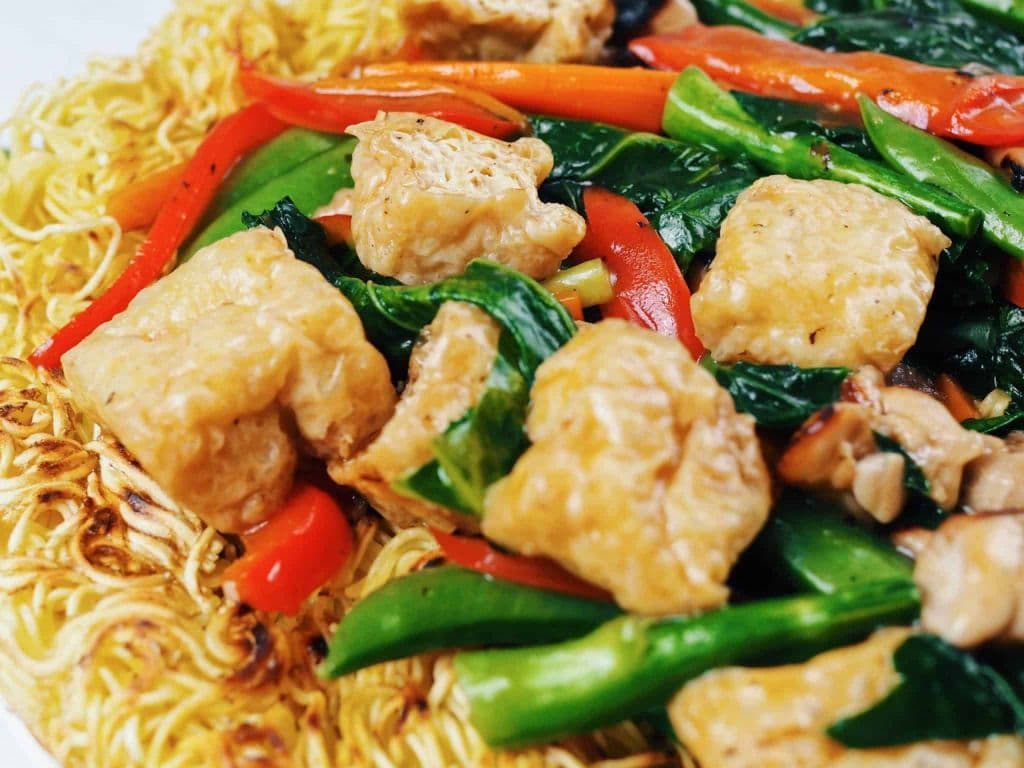 Chow Mein aux Légumes et au Tofu Frit à la Cantonaise / Vegetable and Fried Tofu Chow Mein Cantnese Style