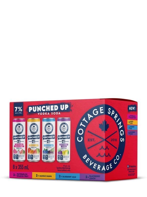 Cottage Springs Punched Up Vodka Soda Mix 8 Pack 355ml