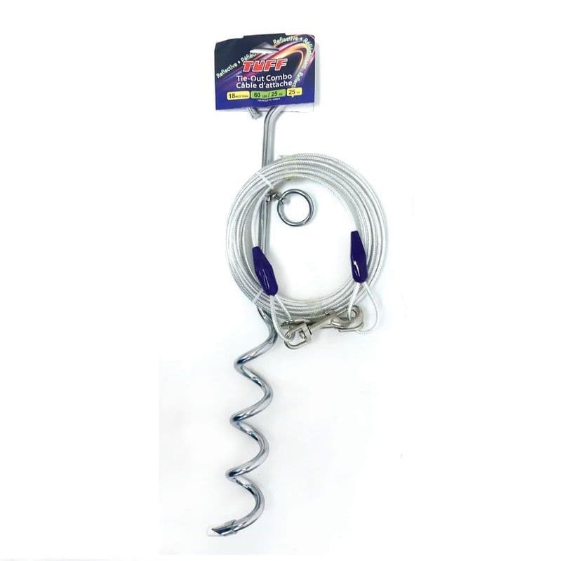 Tuff Cable 25 ft Reflective Tie-Out Stake & Cable Combo