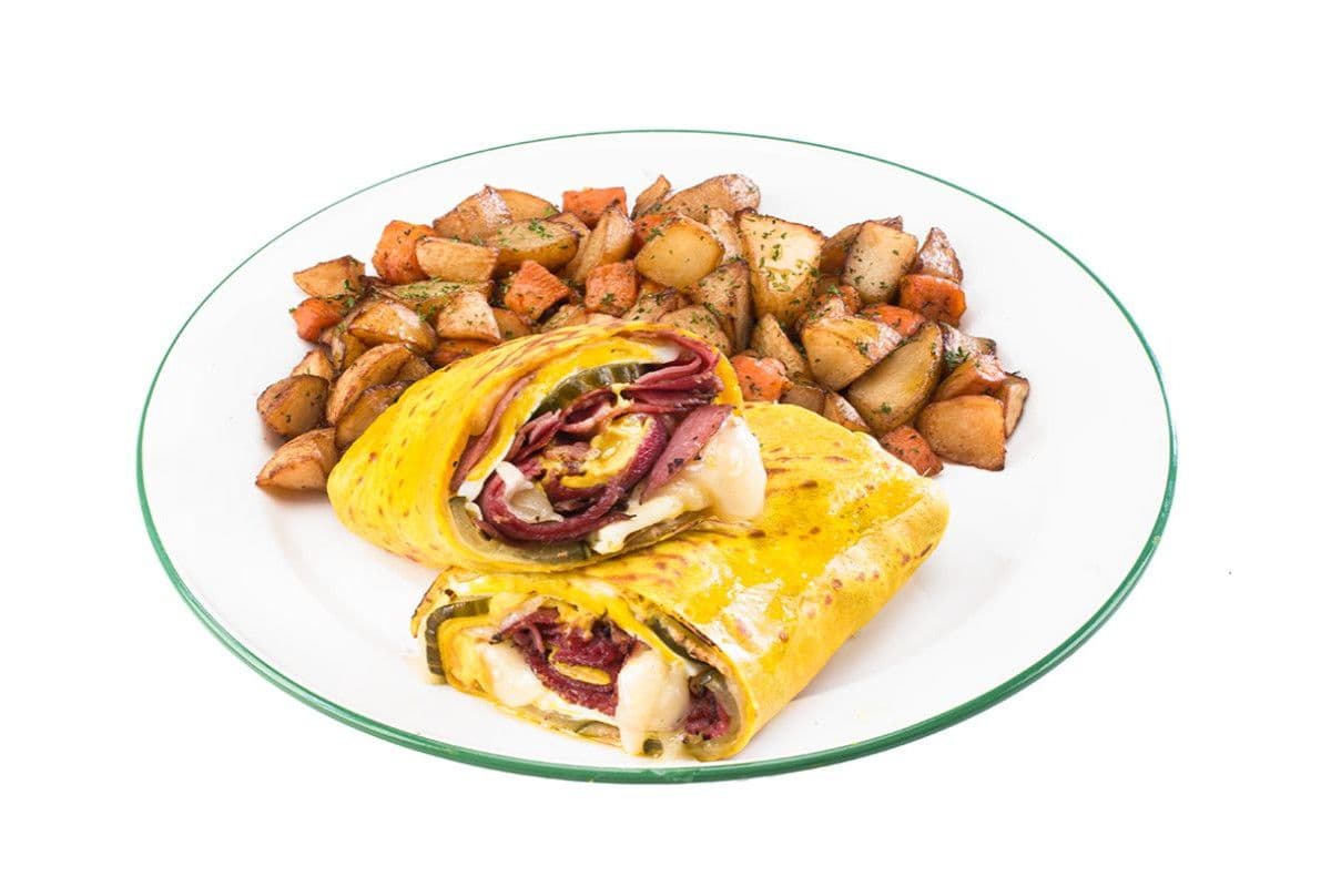 Smoked meat panini with potatoes