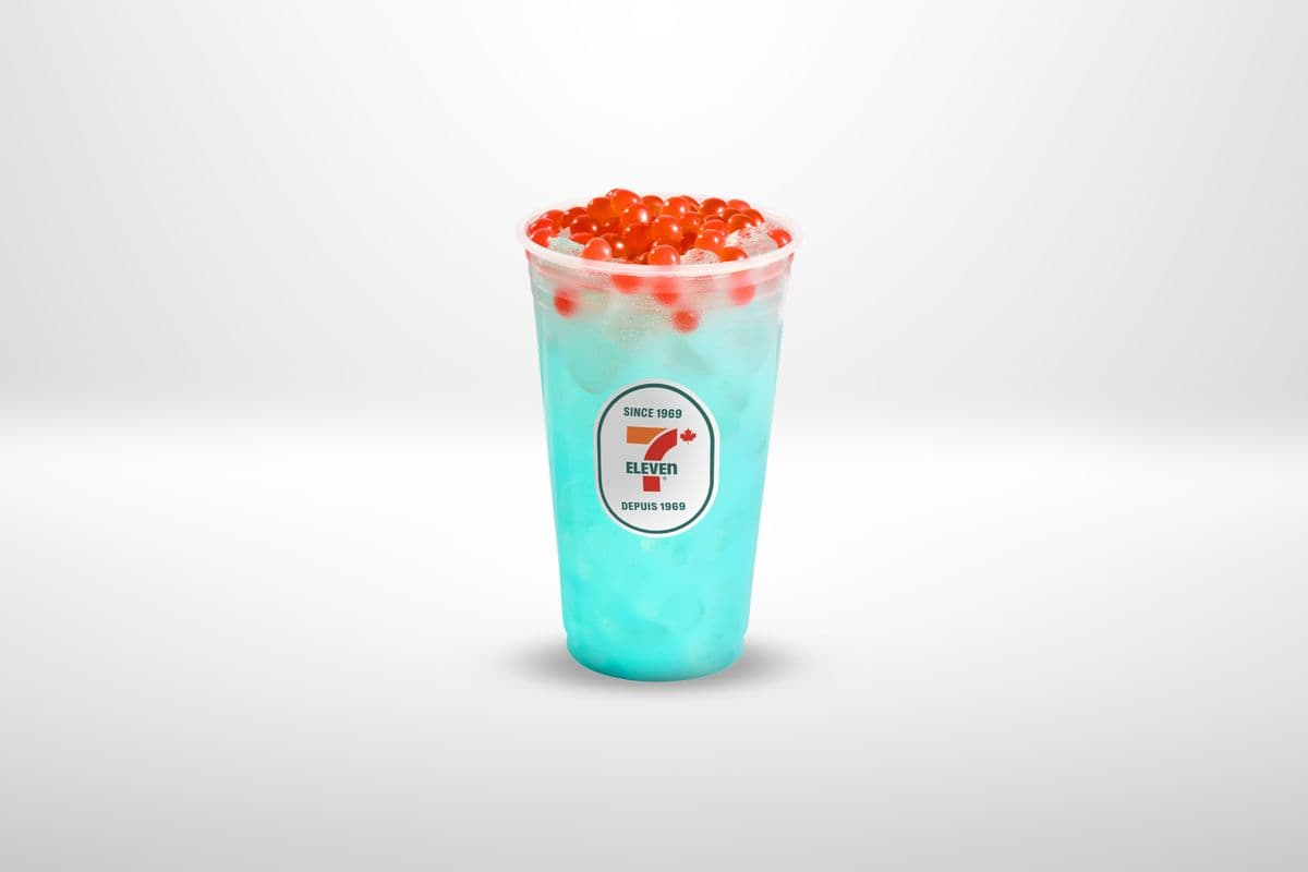 Blue Raspberry Tea with Raspberry Popping Boba (24 oz)
