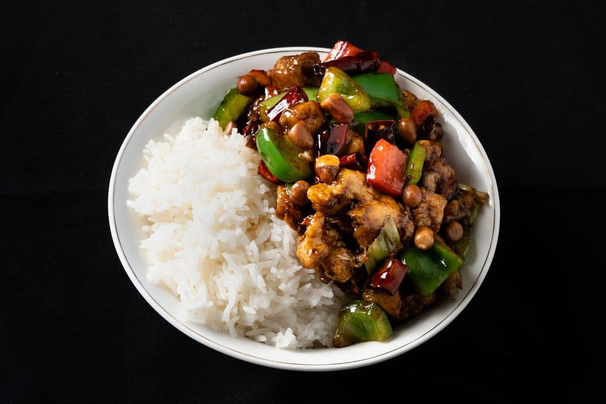 Kung-Pao Chicken Over Rice Bowl