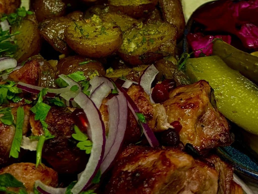 Georgian style pork shashlik
