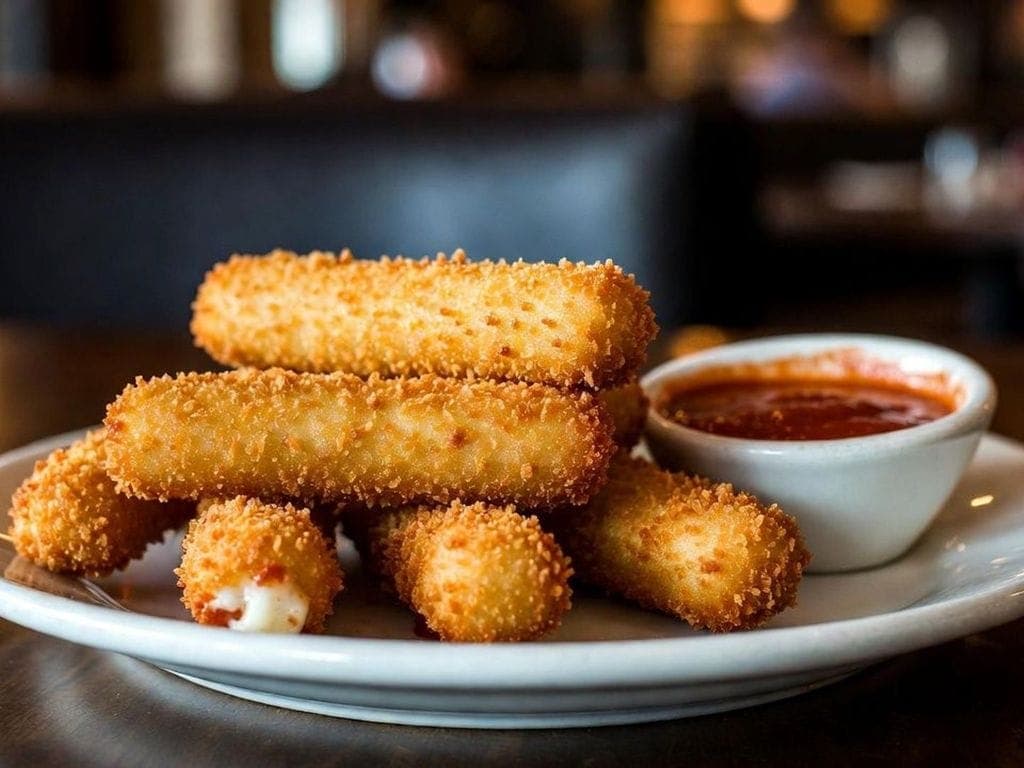 Bâtonnets de fromage mozzarella / Mozzarella cheese sticks.