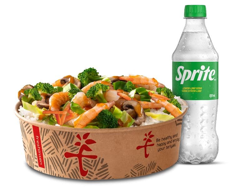 Sizzling Shrimp & Bottled Drink