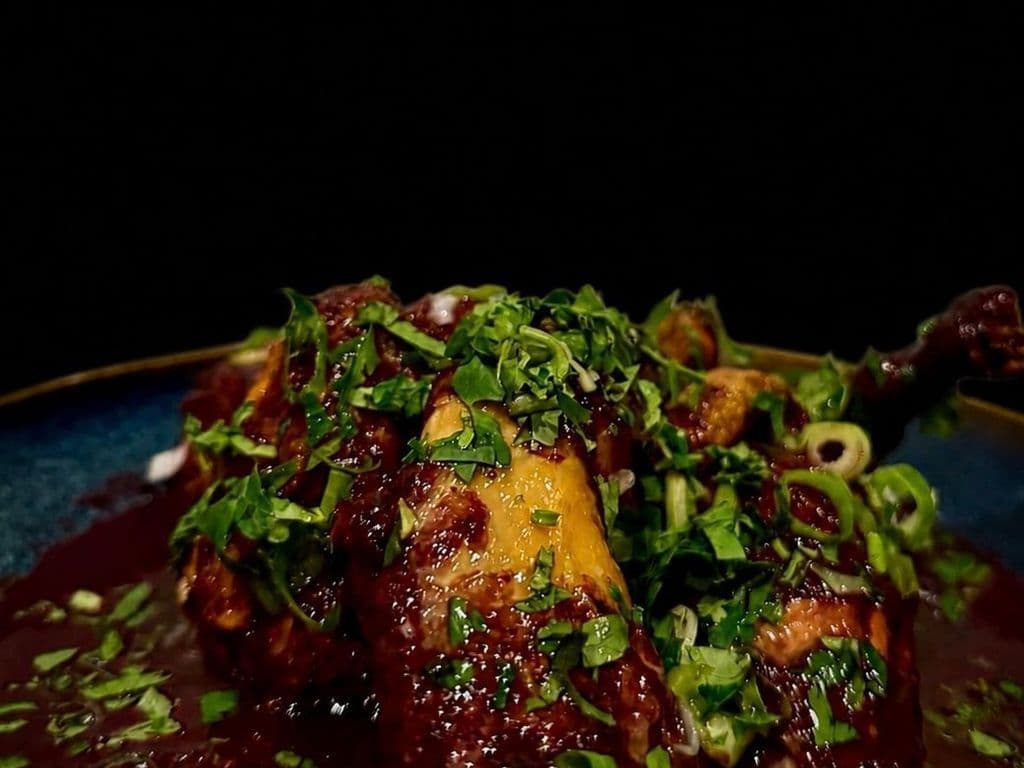 Imeretian Chicken Takaba in blackberry Sauce