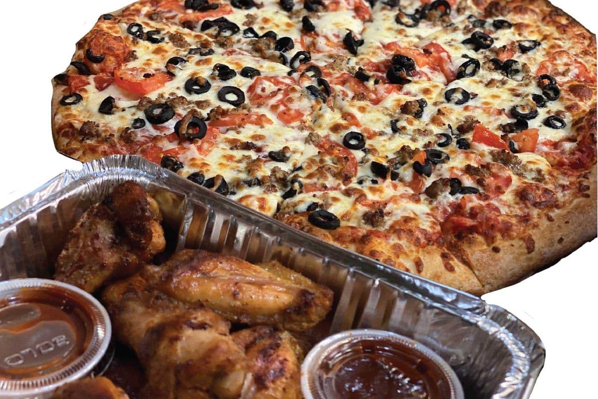 One large Pizza and 10 Wings