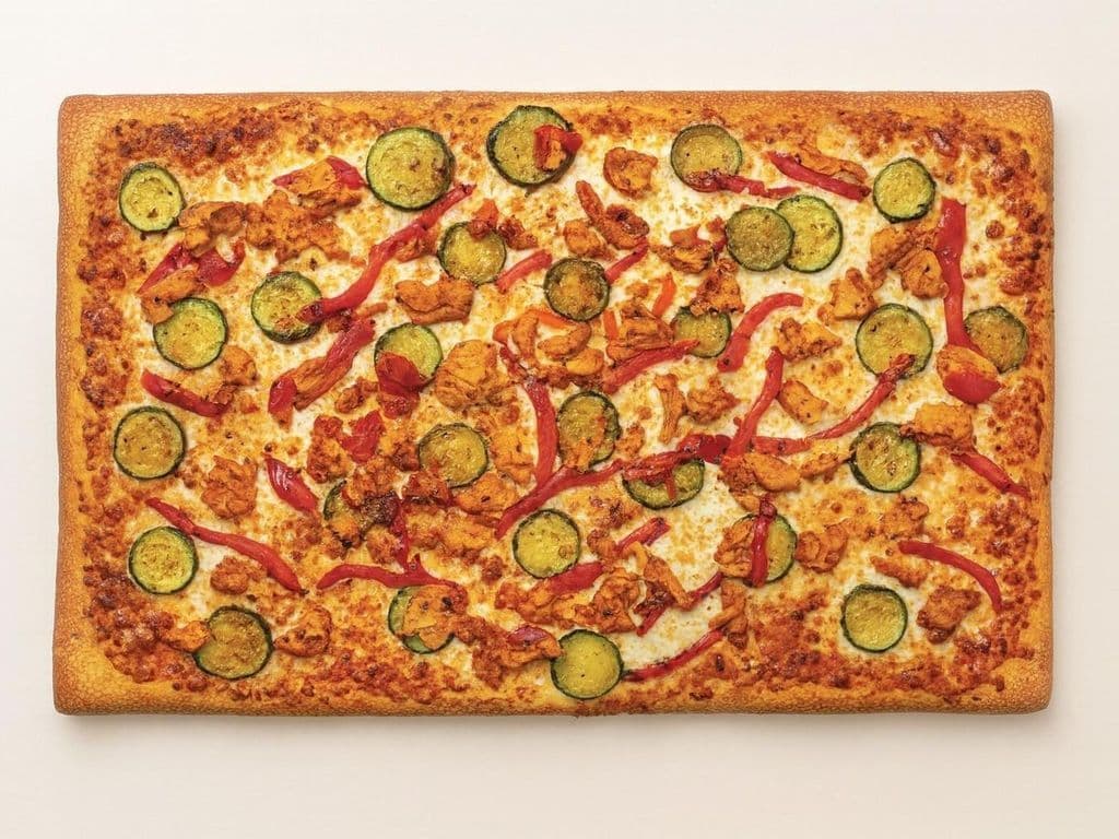 Square Chicken Pesto Pizza