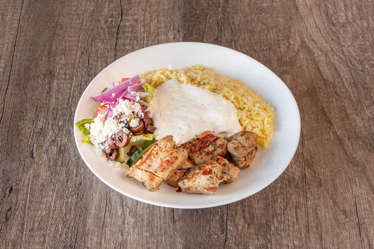 Chicken Souvlaki Rice Bowl