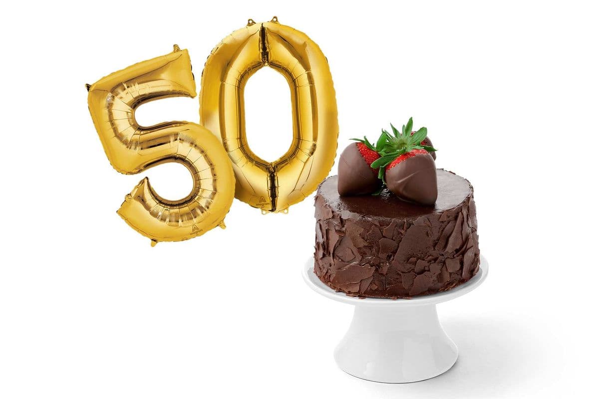 Cadeau Gâteau d'Anniversaire au Chocolat et Ballons Numérotés / Chocolate Birthday Cake & Number Balloon Gift Set