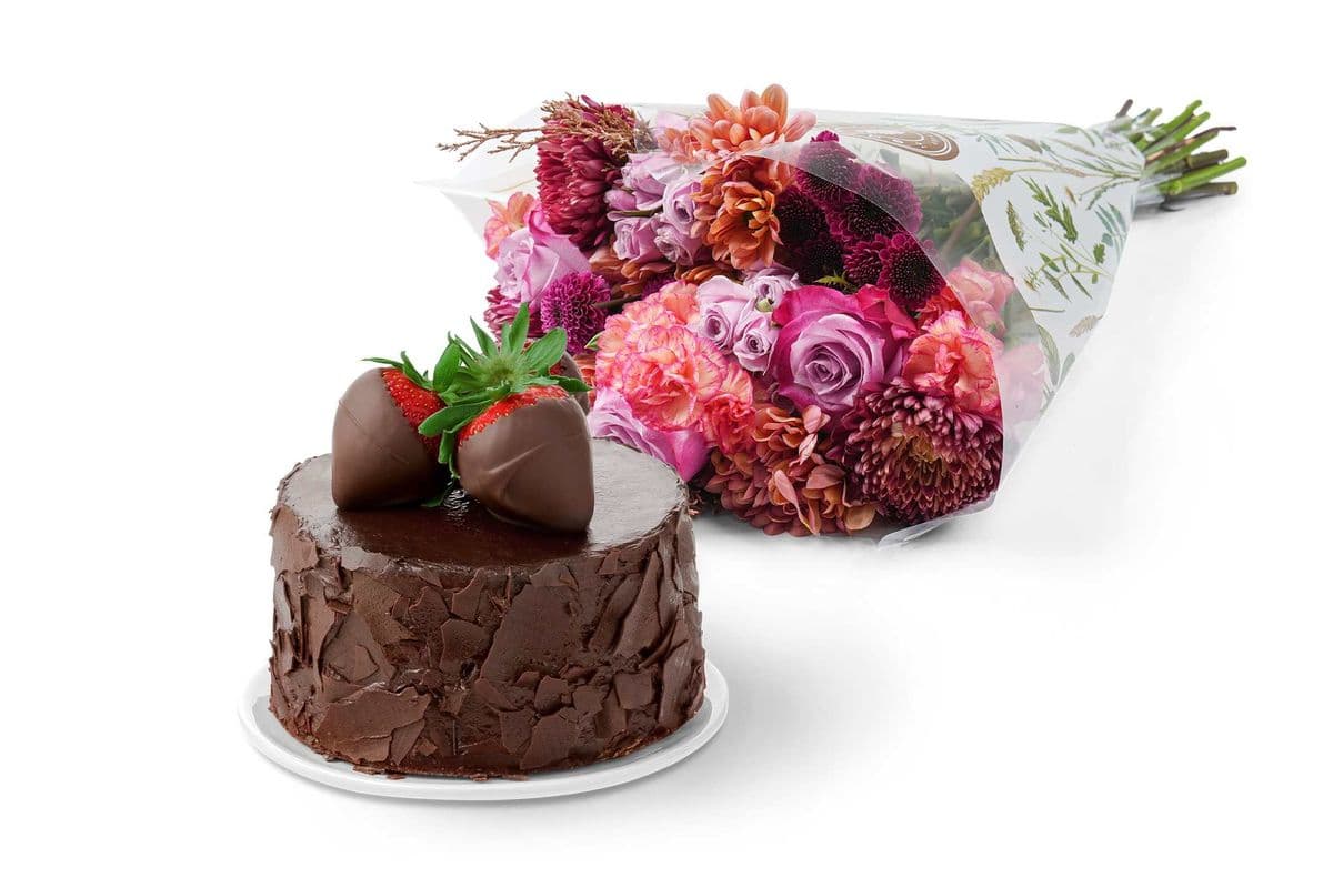 Chocolate Celebration Cake & Bouquet Gift Set