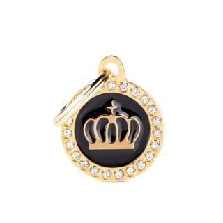 MyFamily Black Circle Glam Crown Gold Engraved Tag