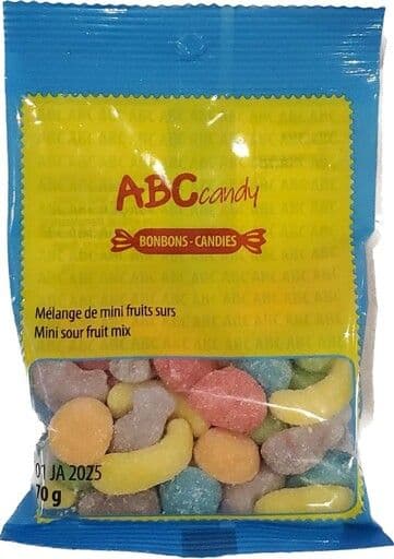 ABC- Mélange De Mini Fruits Surs / Mini Sour Fruit Mix 70g