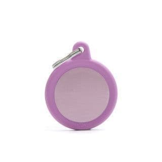 MyFamily Pink Circle Aluminum Pink Rubber Engraved Tag
