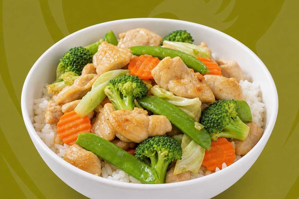 44. Stir-Fried Chicken and Vegetables with Rice - Com Ga Xao Cai