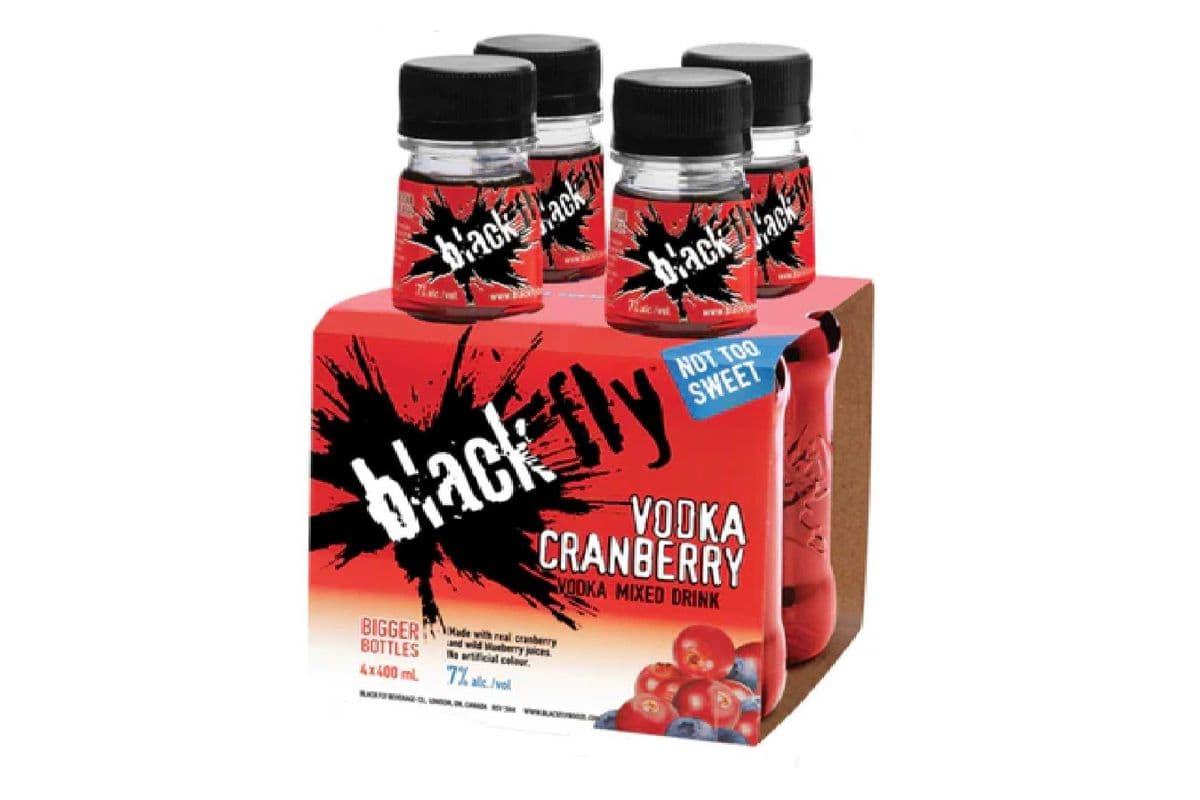 Black Fly Vodka Mixed Drink, Cranberry (4 x 400ml)