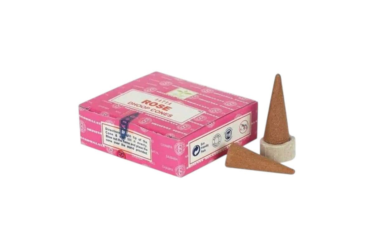 Satya Fresh Rose Dhoop Cones (12 Cones)